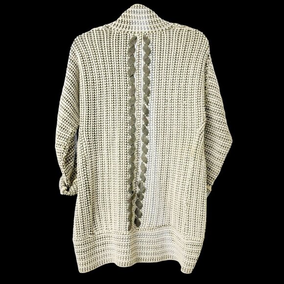 Pink Rose Womens Open-Front Cardigan Sweater S 100% Acrylic Gray/White Knit Cozy - Picture 8 of 11